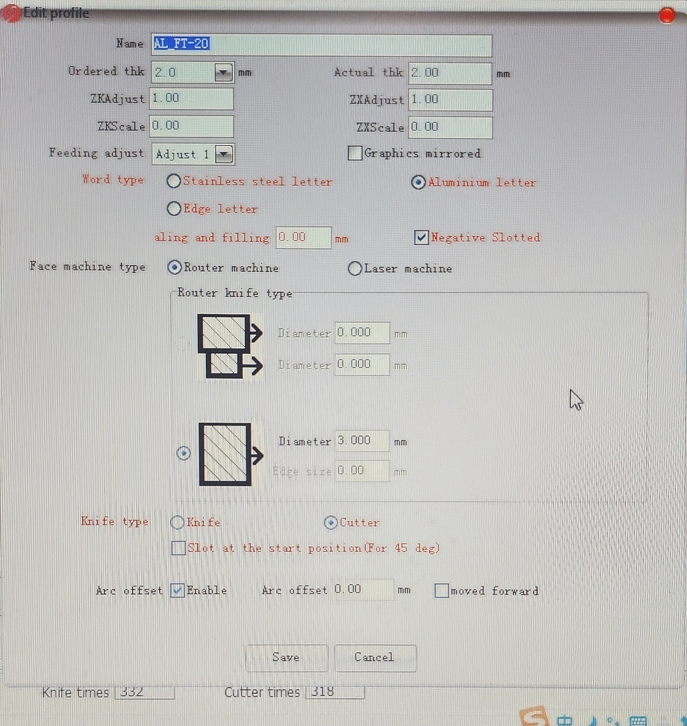 Material setting